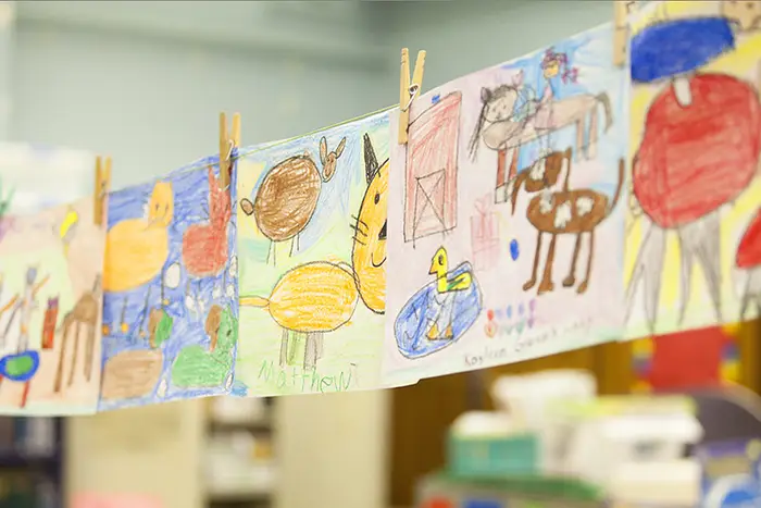 Photo of children's artwork.